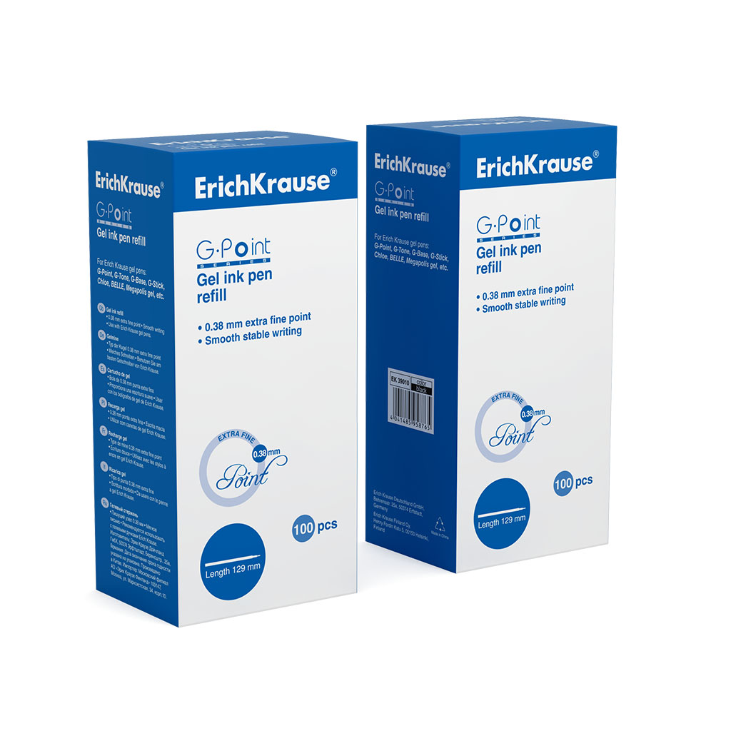 Gel refill 0.38 ErichKrause® Fine, 129mm, ink color: black (ind