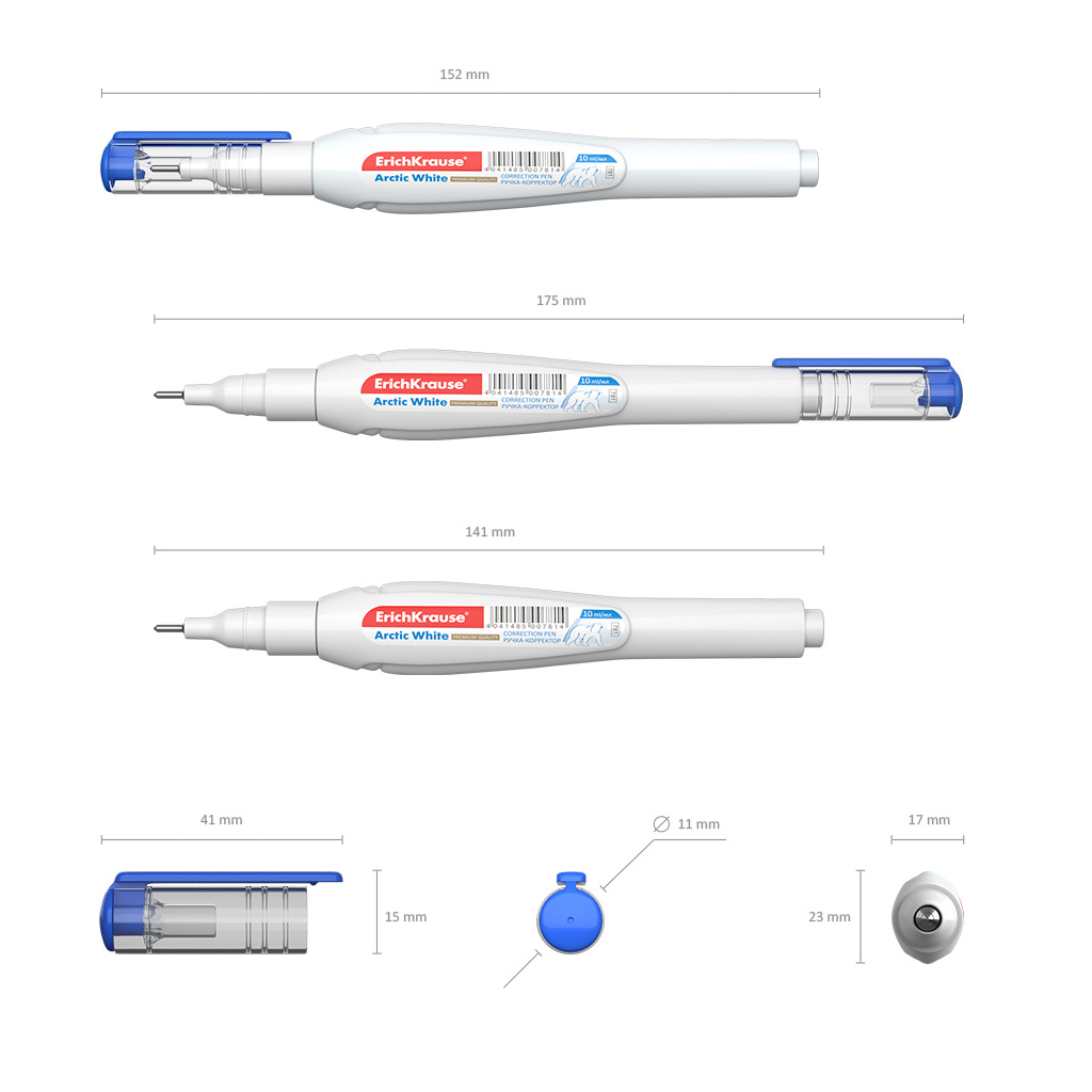 Correction pen ErichKrause Arctic white, 12 ml (polybag 1 pcs)