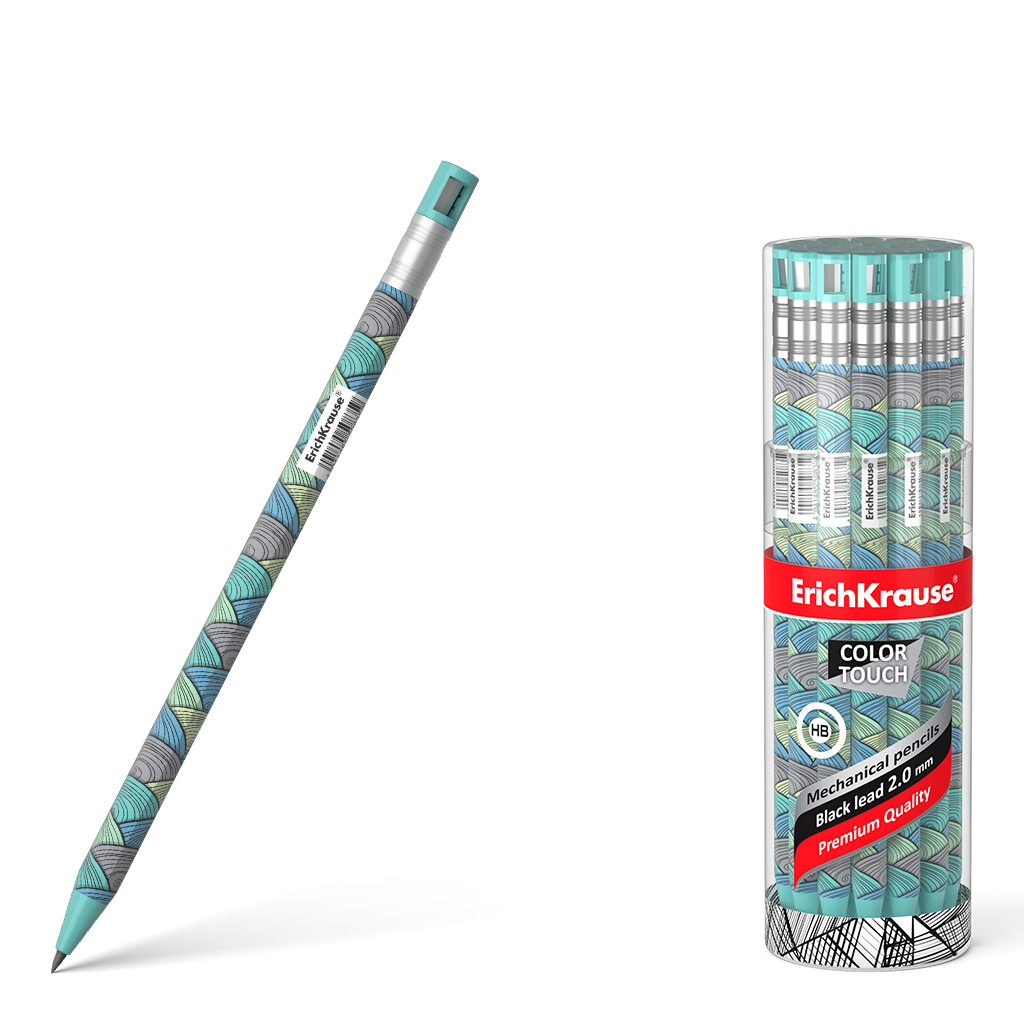 Mechanical pencil ErichKrause® Color Touch® Emerald Wave 2.0 with a  sharpener, HB (tube 24 pcs.)