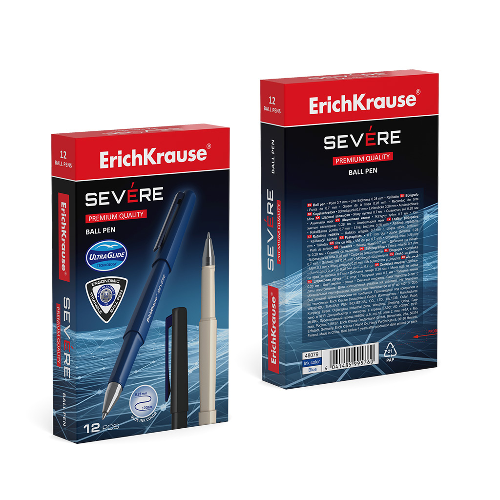 Double-sided permanent marker ErichKrause® Double P-80, color: blue (box 12  pcs.)